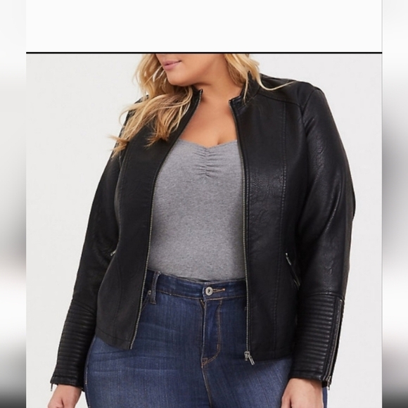 Torrid Vegan Leather Collarless Moto Jacket Plus Size 1x - Picture 1 of 16